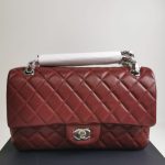 Chanel Medium Classic Flap Bag Silver Hardware Burgundy 25Cm A01113 - Image 3