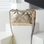 Chanel 19 Handbag Metallic Gold And Silver Tone 26Cm As1160 B05457 Nc293 - Image 5
