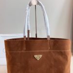 Prada Suede Tote Bag Cocoa Brown 37Cm - Image 4