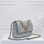 Chanel 19 Flap Bag Shiny Gold And Silver Tone Light Blue 26Cm - Image 4