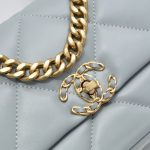 Chanel 19 Flap Bag Shiny Gold And Silver Tone Light Blue 26Cm - Image 9