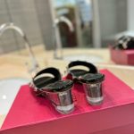 Valentino Garavani Rockstud Skin Heeled Sandals Black - Image 4