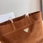 Prada Suede Tote Bag Cocoa Brown 37Cm - Image 8