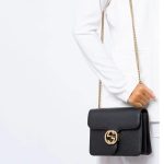 Gucci Interlocking Leather Chain Crossbody Bag Black 20Cm - Image 10