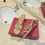 Valentino Garavani Rockstud Skin Heeled Sandals Beige - Image 5