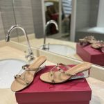 Valentino Garavani Rockstud Skin Heeled Sandals Beige - Image 6