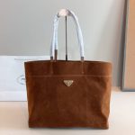 Prada Suede Tote Bag Cocoa Brown 37Cm - Image 3