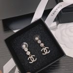 Chanel Crystal Cc Drop Earrings Gold - Image 6