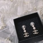 Chanel Crystal Cc Drop Earrings Gold - Image 4