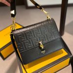 Fendi Diagonal Flat Pouch Ff Jacquard Fabric Bag Black And Grey 26Cm - Image 6