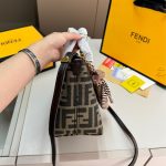 Fendi Mini Roll Ff Jacquard Mini Bag Brown 18Cm - Image 7