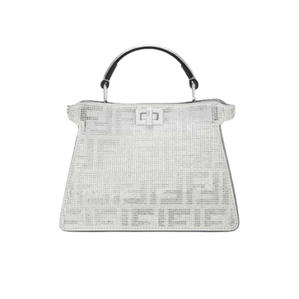 Fendi Peekaboo Iseeu Petite Silver Leather Bag With Crystal Ff Motif 21Cm 8Bn335Apkff1Jsu - Image 2
