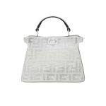 Fendi Peekaboo Iseeu Petite Silver Leather Bag With Crystal Ff Motif 21Cm 8Bn335Apkff1Jsu