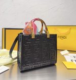 Fendi Sunshine Small Black Leather Shopper 25Cm 8Bh394Amcvf0Kur - Image 3