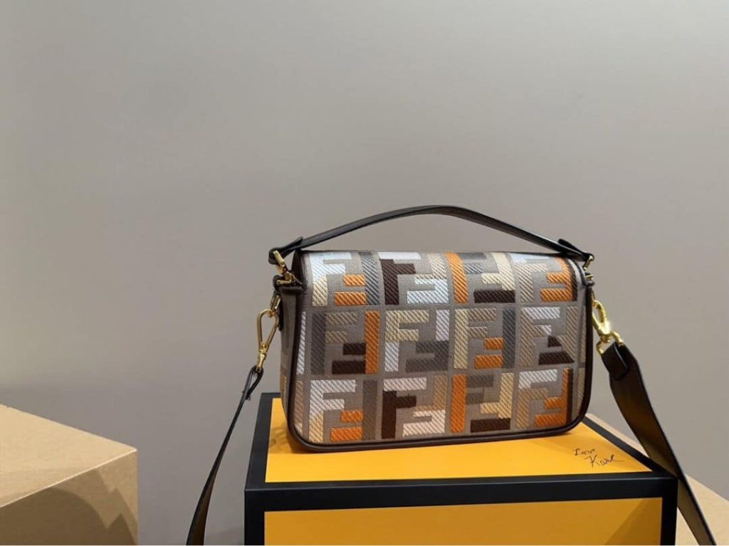 Fendi Baguette Multicolor Canvas Bag With Ff Embroidery 25Cm 8Br600Anh4F1Mql - Image 6