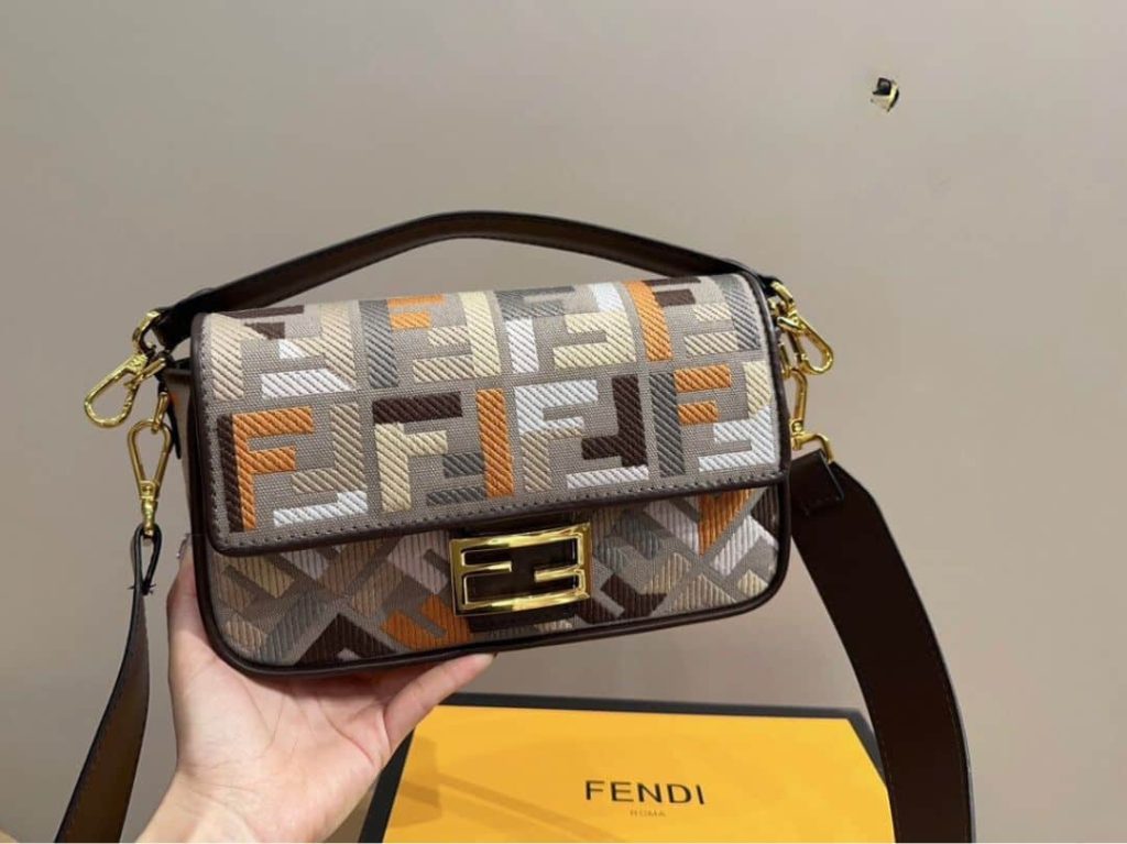 Fendi Baguette Multicolor Canvas Bag With Ff Embroidery 25Cm 8Br600Anh4F1Mql - Image 9