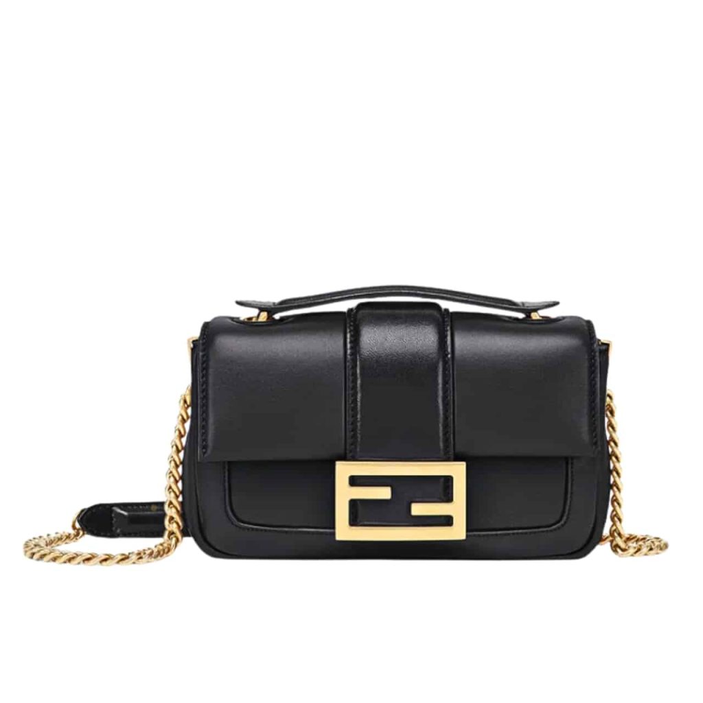 Fendi Women Mini Baguette Chain Shoulder Bag Black 19Cm - Image 2