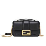Fendi Women Mini Baguette Chain Shoulder Bag Black 19Cm