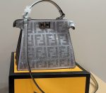 Fendi Peekaboo Iseeu Petite Silver Leather Bag With Crystal Ff Motif 21Cm 8Bn335Apkff1Jsu - Image 5