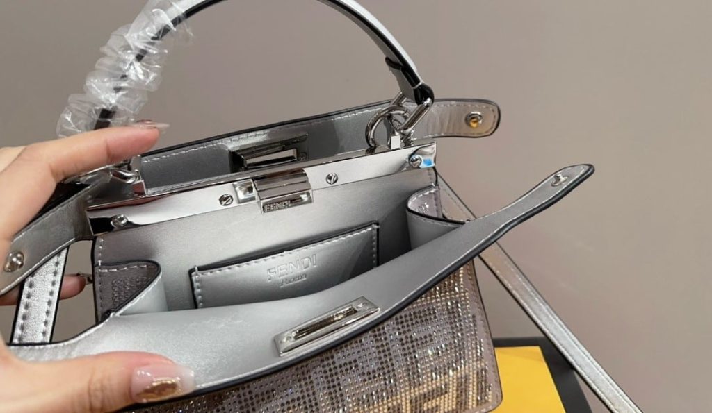 Fendi Peekaboo Iseeu Petite Silver Leather Bag With Crystal Ff Motif 21Cm 8Bn335Apkff1Jsu - Image 11
