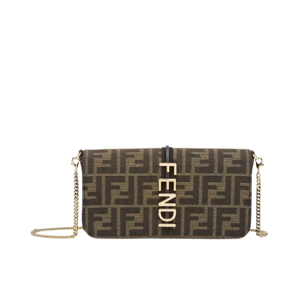 Fendi Fendigraphy Ff Fabric Wallet On Chain Brown 21Cm 8Bs076 Ad23 - Image 2