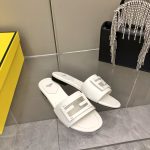 Fendi Baguette White Leather Slides - Image 6