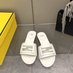 Fendi Baguette White Leather Slides - Image 7