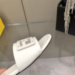 Fendi Baguette White Leather Slides - Image 8