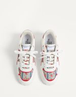 VALENTINO FREEDOTS LOW-TOP SNEAKER IN CALFSKIN AND VOYAGE IMAGINAIRE FABRIC - Image 3