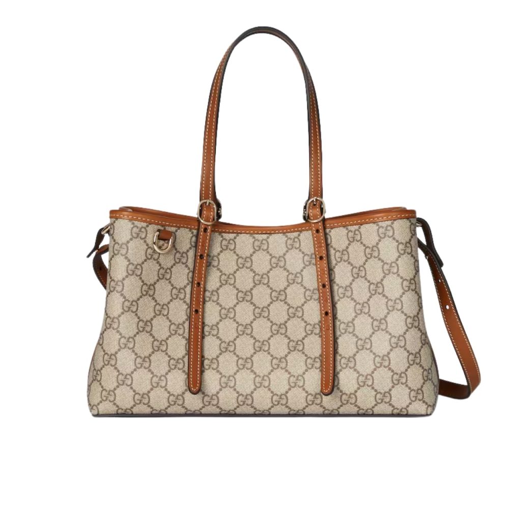 Gucci Gg Emblem Small Tote Bag Beige And Dark Brown 31Cm - Image 2