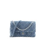 Chanel Cc Chain Flap Quilted Denim Jumbo Blue 25Cm