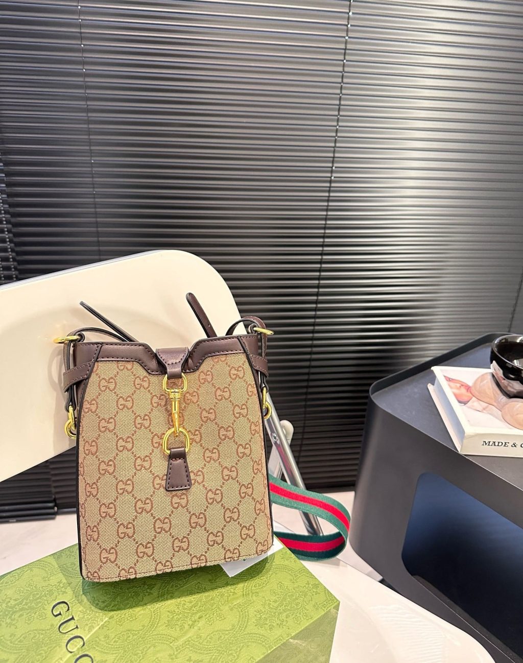 Gucci Original Gg Small Bucket Bag Beige And Ebony 19Cm 782919 Fadac 9762 - Image 6