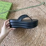 Gucci Tarifa Rubber Platform Flip Flops Black - Image 6