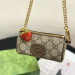 Gucci Double G Coin Purse Strawberry Wallet Beige 13Cm - Image 3