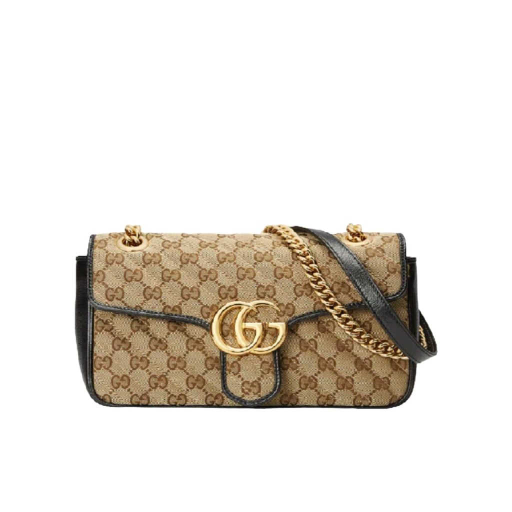 Gucci Gg Marmont Shoulder Bag Beige Black 26Cm 443497 Hvkeg 9772 - Image 2