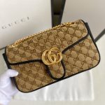 Gucci Gg Marmont Shoulder Bag Beige Black 26Cm 443497 Hvkeg 9772 - Image 3