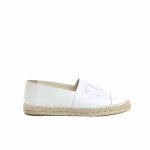 Chanel Embroidered Espadrille Leather Cap Toe Flats White