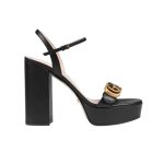Gucci Gg Leather Heeled Sandal Black - Image 10