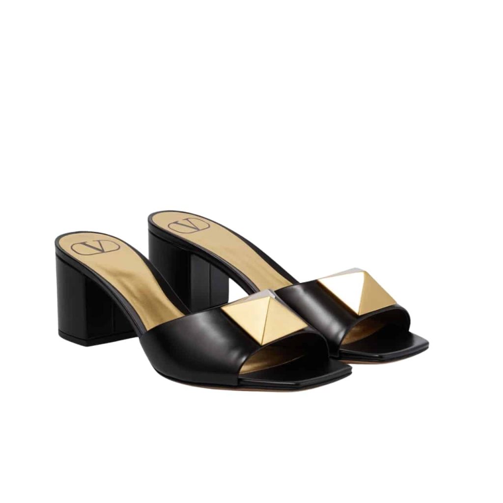Valentino One Stud Slide Sandals Black 60Mm - Image 2
