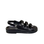 Chanel Triple Velcro Strap Sandals Black G45628 B16403 94305