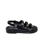 Chanel Triple Velcro Strap Sandals Black G45628 B16403 94305 - Image 11