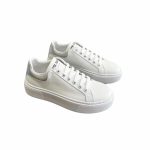 Prada Sneaker In White Leather With Silver Logo - Image 9
