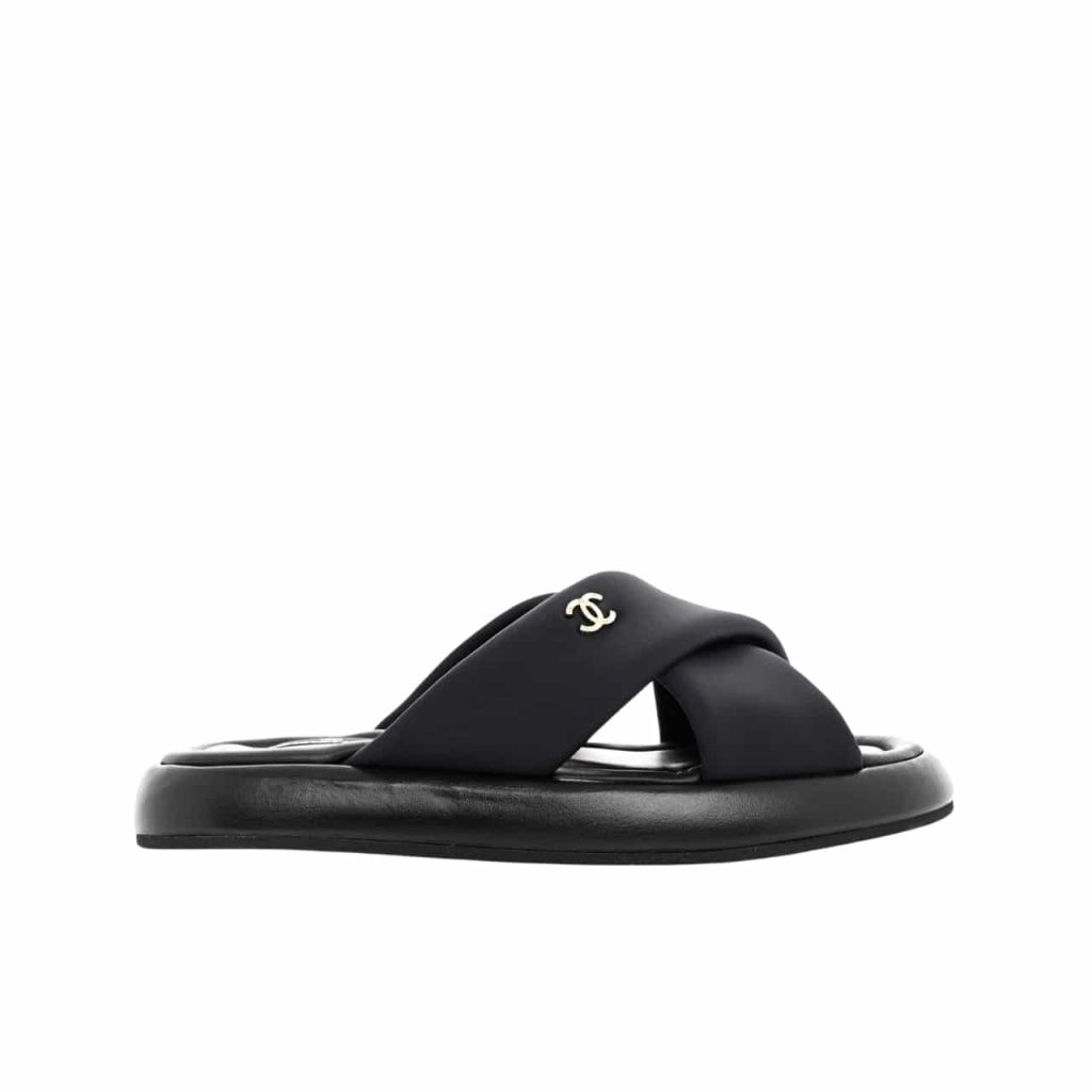 Chanel Cc Logo Criss Cross Slides Black - Image 2
