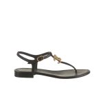 Chanel Gold CC Logo Thong Sandals Black - Image 9