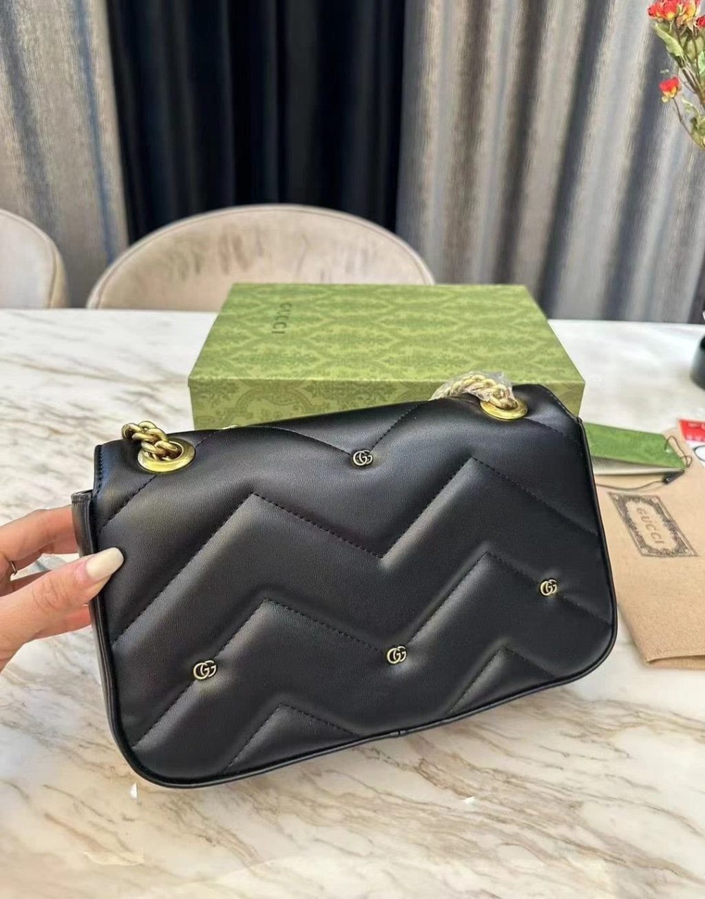 GUCCI GG MARMONT SHOULDER BAG BLACK 23CM 443497 AACPG 1000 - Image 5