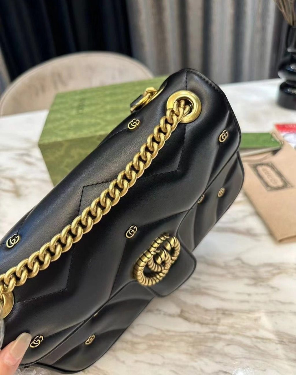 GUCCI GG MARMONT SHOULDER BAG BLACK 23CM 443497 AACPG 1000 - Image 6