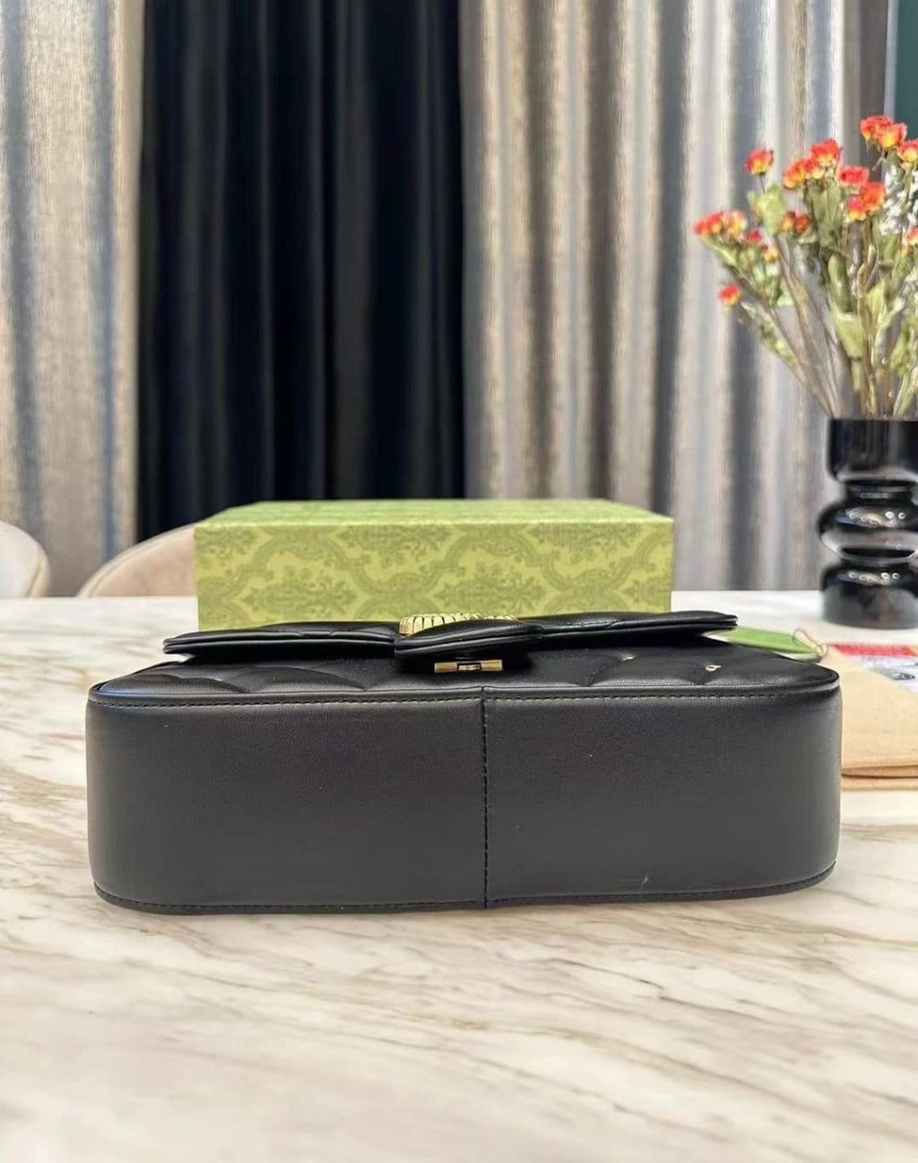 GUCCI GG MARMONT SHOULDER BAG BLACK 23CM 443497 AACPG 1000 - Image 7