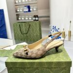 Gucci Women'S Slingback Pump With Horsebit Gg Canvas Beige And Ebony 782627 2Hk80 9763 - Image 3