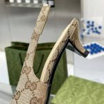 Gucci Women'S Slingback Pump With Horsebit Gg Canvas Beige And Ebony 782627 2Hk80 9763 - Image 6