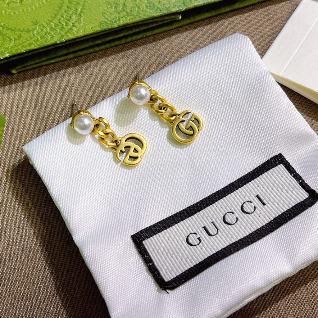 Gucci Pearl Double G Earrings Gold 645665 I4620 8078 - Image 7